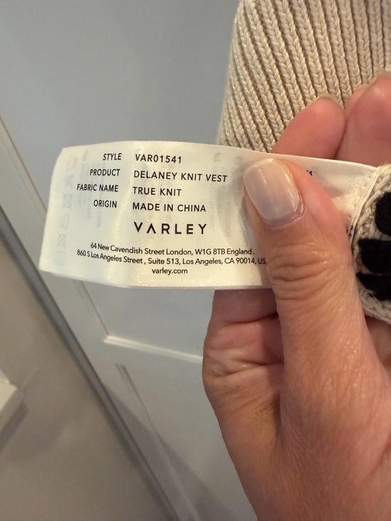 Varley Cream Crochet Knit Vest with Black Trim - Picture 4 of 5